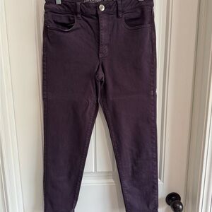 American Eagle Outfitters Women's Hi-Rise Cropped Deep Purple Skinny Jeans